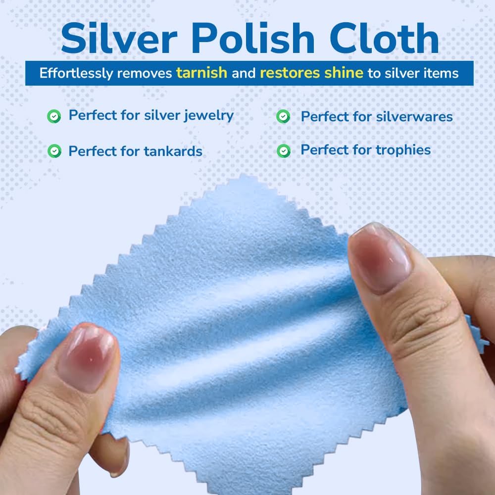Goddard's Silver Polish Cloth for jewelry and silverware care, soft fabric with silver cleaning solution visible.