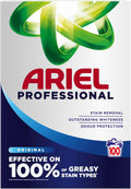 Ariel Professional Original washing powder 5.5kg, laundry detergent for whites and colours, ideal for 100 washes, professional strength.