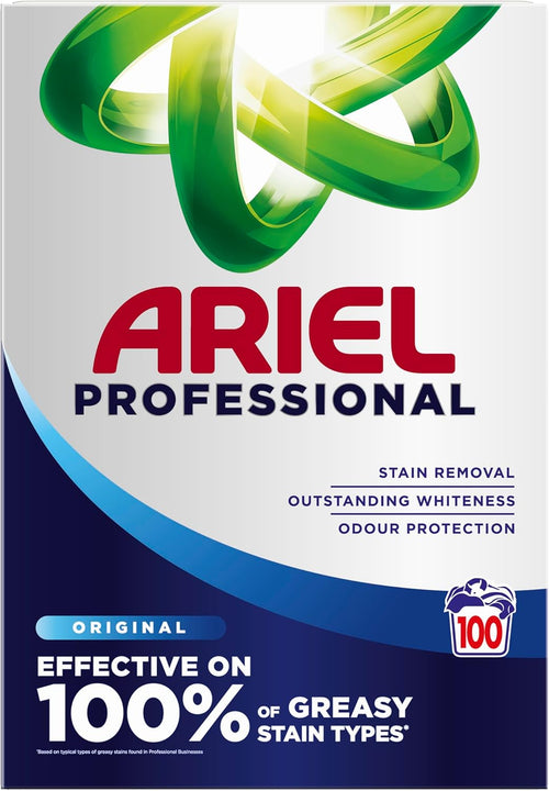 Ariel Professional Original washing powder 5.5kg, laundry detergent for whites and colours, ideal for 100 washes, professional strength.