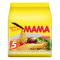 MAMA Chicken Flavour Instant Noodles multipack with five 55g packs, featuring cooked noodles with chicken flavor seasoning.