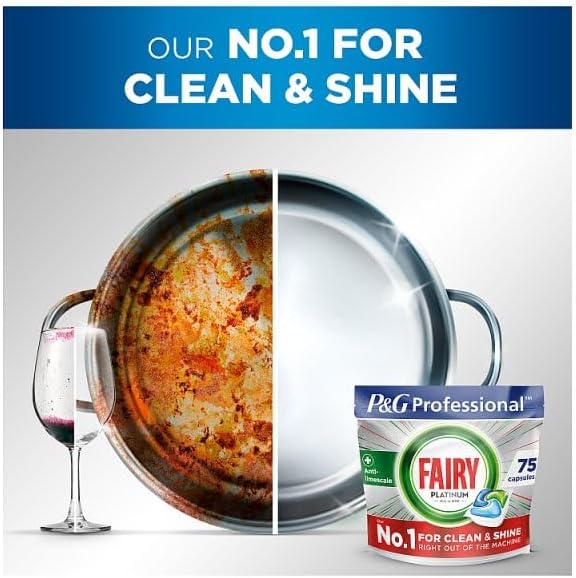 Fairy Professional Platinum Dishwasher Tablets with 113 capsules for all-in-one grease removal and shine in a clean, organized box