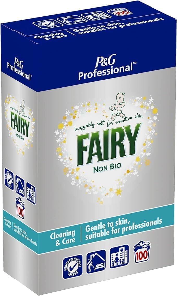 Fairy Professional Non-Bio Washing Powder 5.5kg, gentle on sensitive skin, suitable for 100 washes, professional-strength laundry detergent