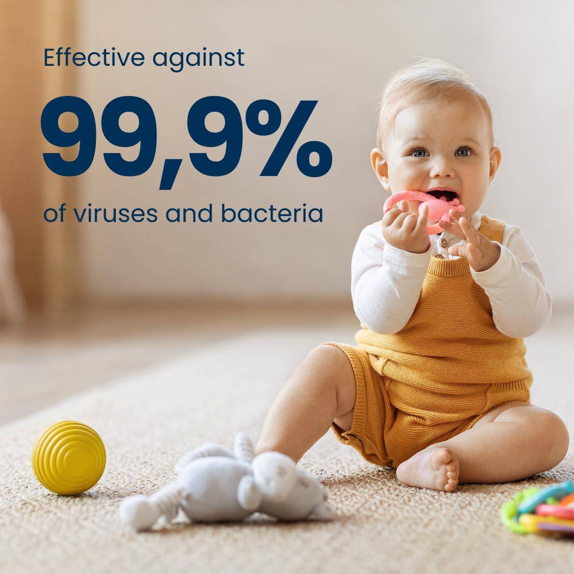 Milton antibacterial surface spray in 500ml bottle, baby-safe disinfectant with multiple bottles in a multipack.