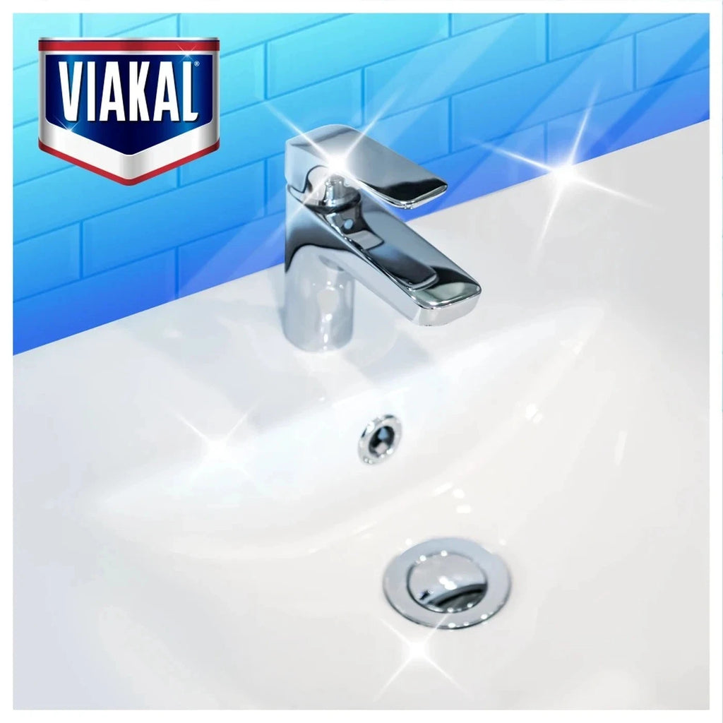 Viakal Professional Limescale Remover Spray in 500ml/750ml bottle, disinfects and kills 99.99% of bacteria and viruses.