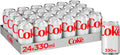Case of 24 Coca-Cola Diet Coke 330ml cans, zero sugar fizzy soft drinks, stacked with visible cans showing branding
