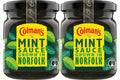 Two bottles of Colman's Mint Sauce 165g, classic British mint sauce in clear glass bottles with green labels.