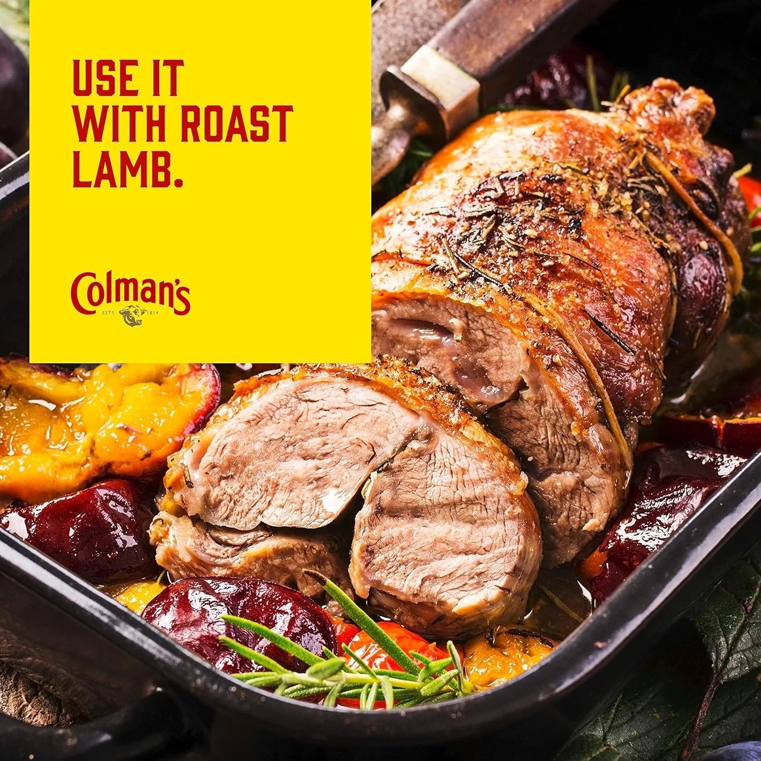 Two bottles of Colman's Mint Sauce in 165g packs, classic British mint sauce with fresh green herbs and a white label.