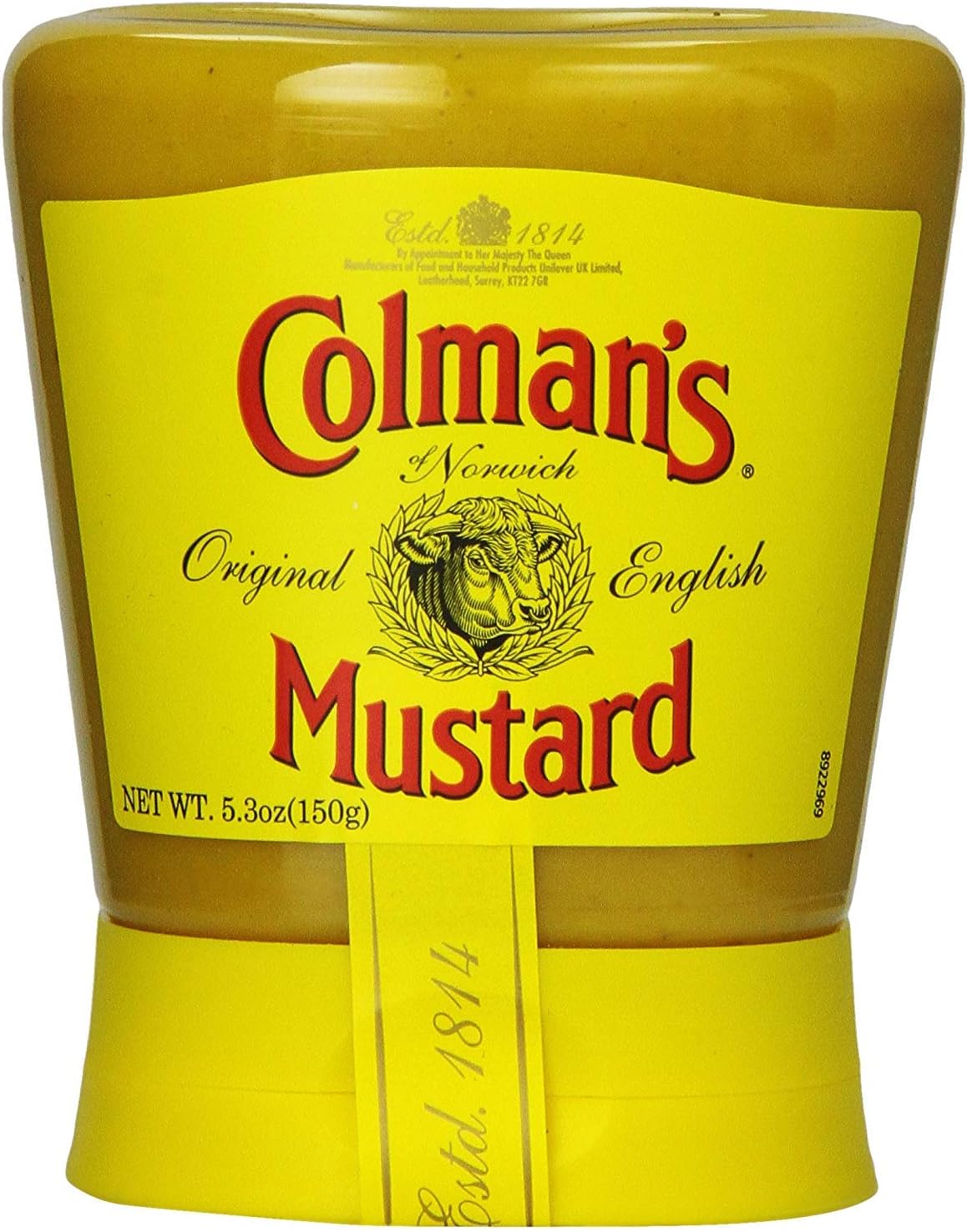 Two Colman's English Mustard 150g squeezy bottles in a multipack, ready for use.