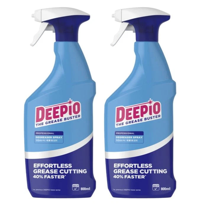 Deepio All Purpose Degreaser Spray in 800ml bottle, professional-grade grease remover for cleaning kitchen surfaces and equipment.