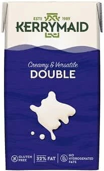 Kerrymaid UHT Double Cream 1L | Long Life Cooking & Whipping Cream | Pack of 1-12