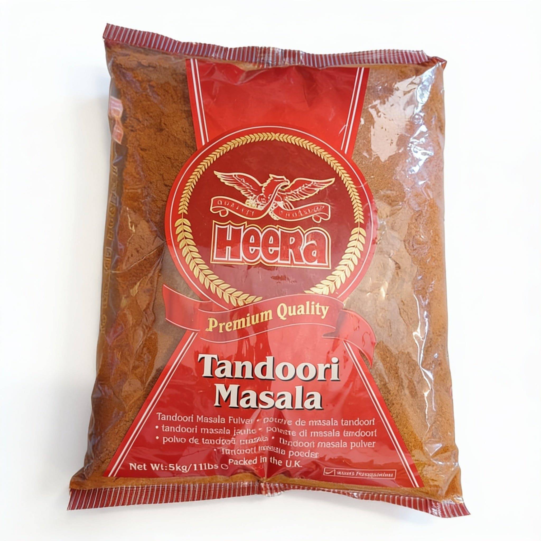 Heera Tandoori Curry Masala Powder in bulk packaging, authentic spice blend for flavorful Tandoori dishes, 1kg or 5kg sizes.