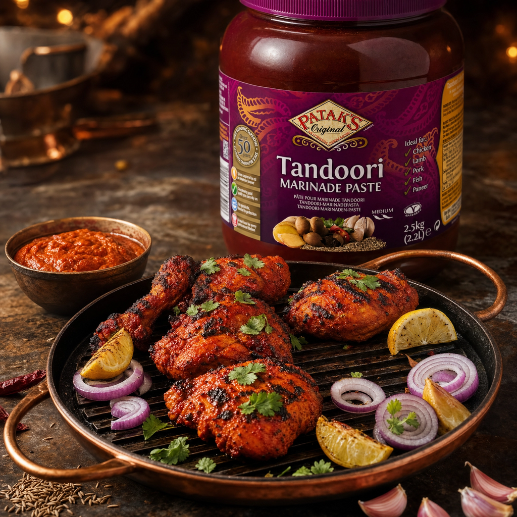 Patak's Tandoori Marinade Paste in a large 2.5kg jar, rich curry paste for flavorful Indian dishes.