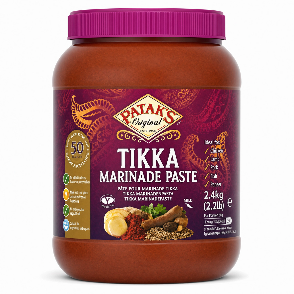 Patak's Tikka Masala Curry Paste in a large 2.4kg jar, rich and flavorful Indian spice blend for authentic cooking.