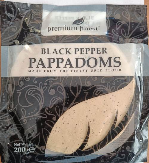 Authentic Indian Pappadums Multipack(2 Pack)  – Crispy Lentil Crackers – Plain & Black Pepper Varieties – Vegan & Starter