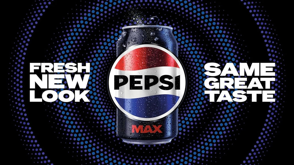 Case of 24 Pepsi Max 330ml cans with zero sugar fizzy cola soft drinks, featuring the classic Pepsi branding.