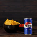 Case of 24 Pepsi Regular Cola 330ml cans, fizzy soft drinks with classic branding and red and blue design on the cans.