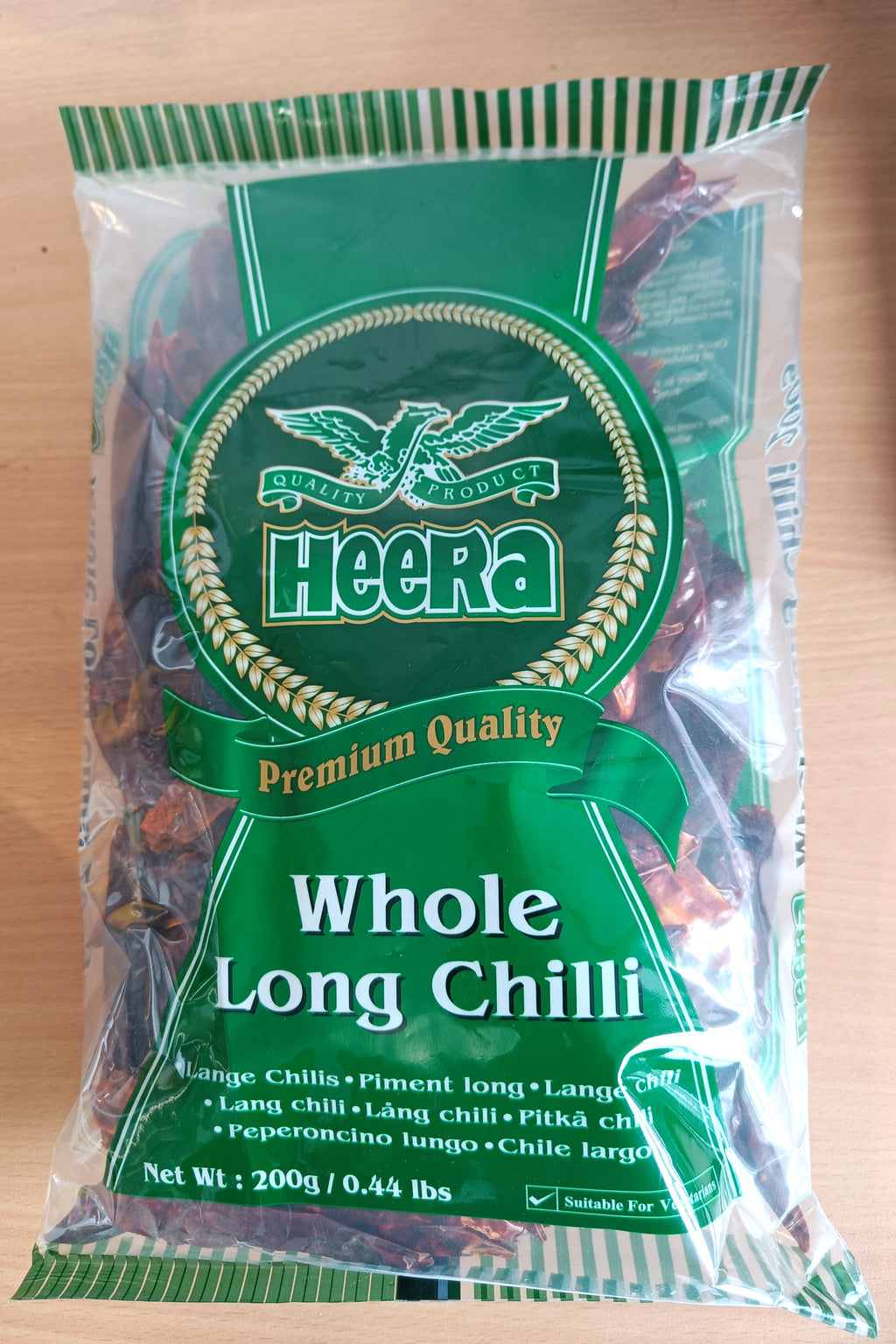 Heera Whole Dried Long Chillies 200g – Premium Hot Red Dried Peppers for Indian Curries, Dals & Stir-Fries | Authentic South Asian Spice | Vegan & Vegetarian