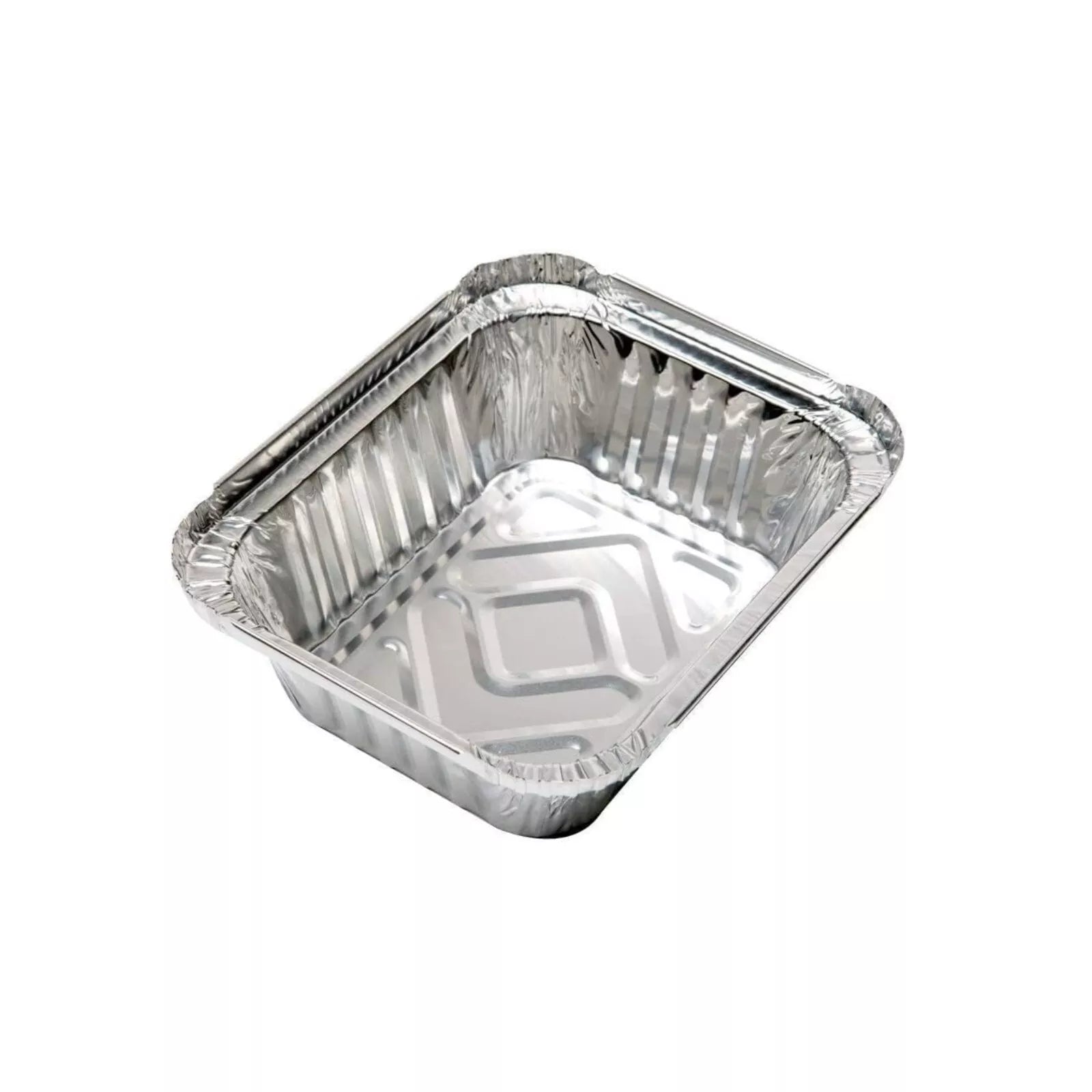 Reign Goods aluminium foil containers No.2 415ml with board lids, disposable takeaway trays, pack of 10 to 1000.