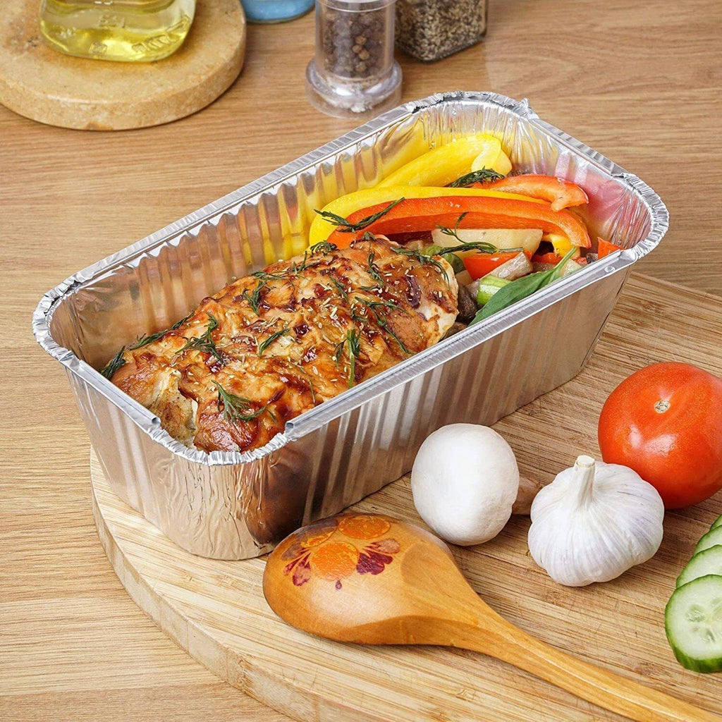 Aluminium Foil Containers No.6 700ml with board lids from Reign Goods, large disposable takeaway trays, pack of 25 or 500