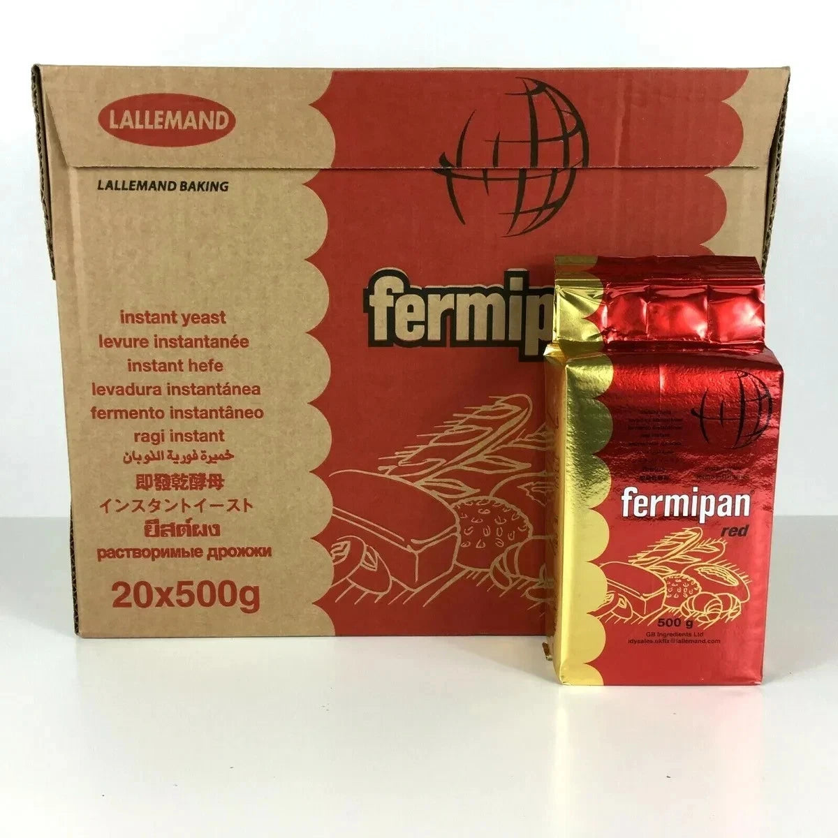 Reign Goods Fermipan Instant Dried Yeast baking ingredient in 500g, 1kg, and 10kg packs, ideal for bread and pastry baking