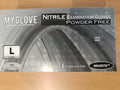 Black Nitrile Disposable Gloves by Reign Goods, powder-free, latex-free catering gloves in large size, food-safe, pack of 100.