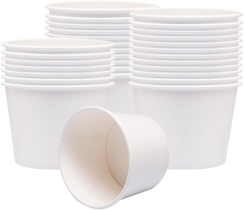 Reign Goods disposable paper cups with lids, 4oz and 7oz biodegradable takeaway cups for hot or cold beverages.