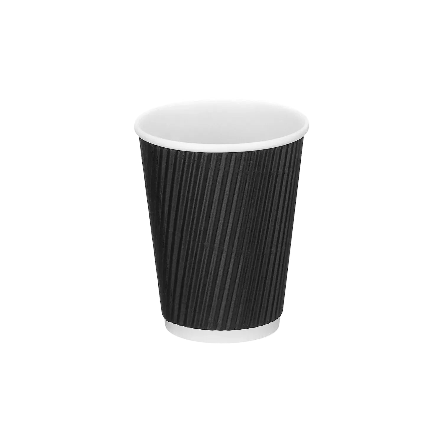 Black Ripple Paper Disposable Cups with or without Lids, insulated hot drink takeaway cups, 25-pack from Reign Goods
