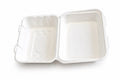 Bagasse food containers by Reign Goods, 7.5"x6" compostable clamshell takeaway boxes for eco-friendly packaging.