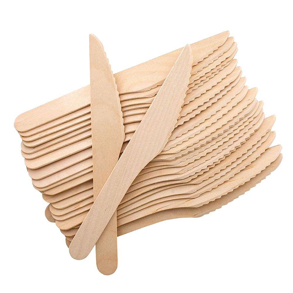 Reign Goods eco-friendly wooden cutlery pack with compostable spoons, forks, and knives in a bulk eco packaging.