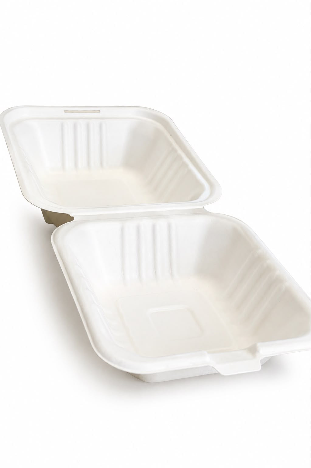 Reign Goods HP6 Bagasse burger boxes, 6x6 inches, compostable clamshell takeaway boxes for food storage, 5-500 pack