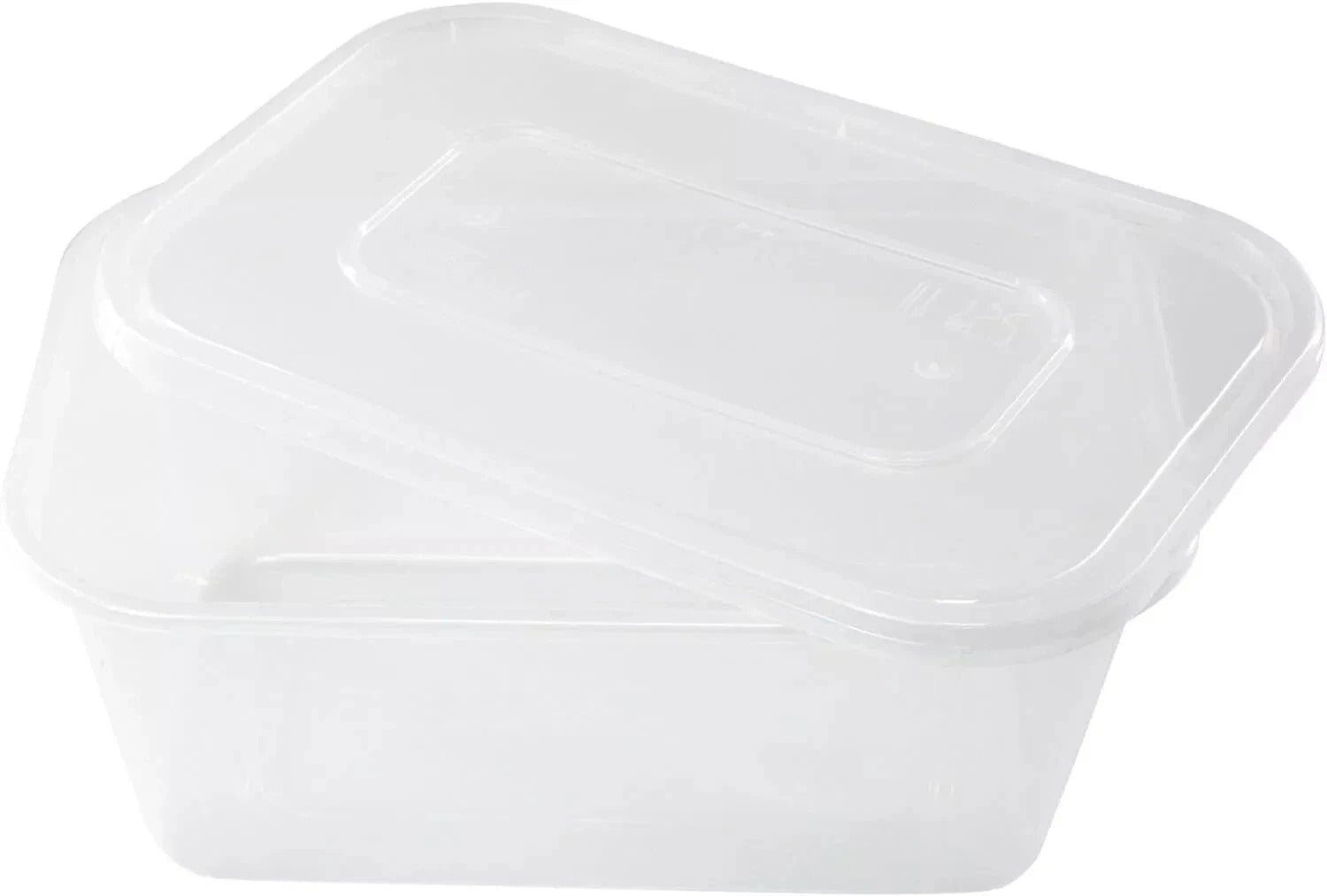 Reign Goods clear plastic food containers with lids, 1000ml, BPA-free, microwave and freezer safe, ideal for meal prep.
