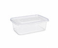Set of 25 clear plastic food containers with lids, 650ml, BPA-free, microwave and freezer safe, Reign Goods meal prep boxes.