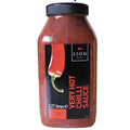 Reign Goods Lion Very Hot Chilli Sauce 2.27L bottle, extra spicy sauce with bold chili flavor in a large condiment bottle