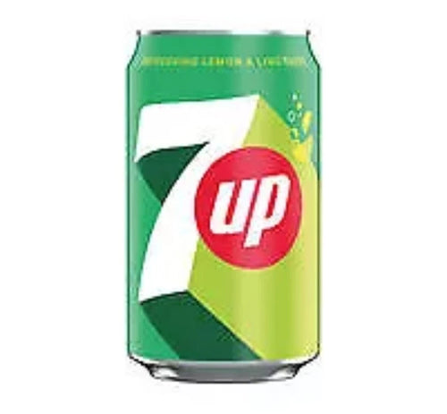 Case of 24 Reign Goods 7UP Lemon & Lime 330ml cans, fizzy soft drinks with bright lemon and lime flavor cans.
