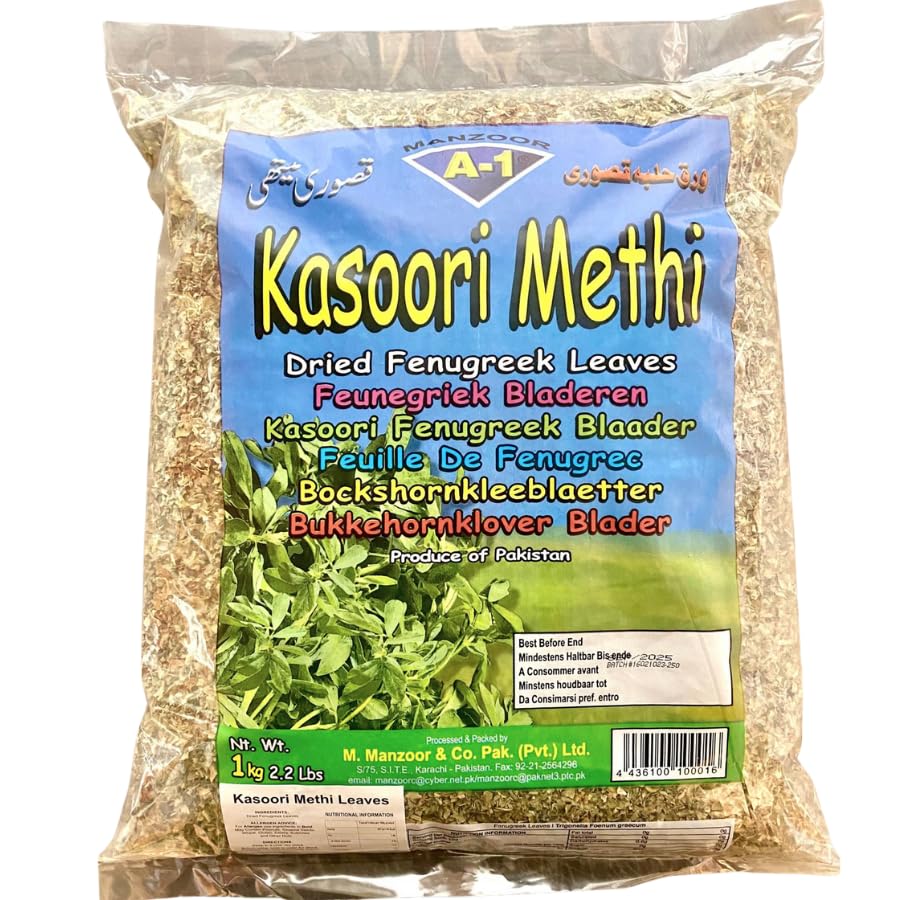 Reign Goods Kasoori Methi 1kg dried fenugreek leaves in bulk for authentic Indian cooking, premium quality spices and herbs.