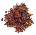 Whole dried Supreme Star Anise spice from Reign Goods, used for cooking and spice blends, shown in a clear container.