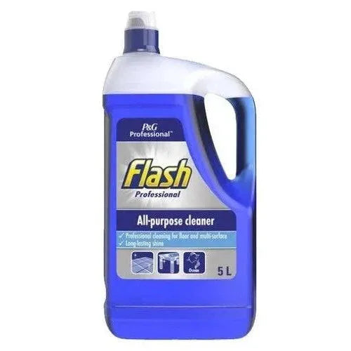 Flash Professional All Purpose Cleaner 5L bottle showing the label and spray nozzle, designed for multi-surface cleaning.