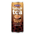 Tiger Tiger bubble tea with brown sugar and matcha, 320ml, Nata de Coco, in a multipack, served in a clear cup with tapioca pearls