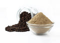 Black Pepper Powder 1kg from Supreme, pure ground seasoning spice for cooking and seasoning in a resealable bag.