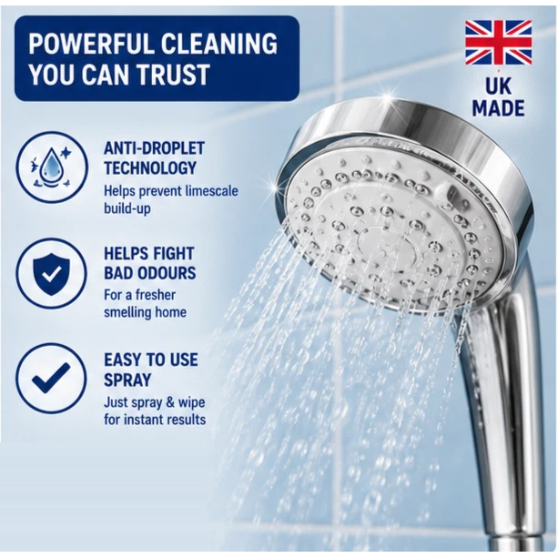 Viakal Limescale Remover Spray 500ml bottle with label showing product name, emphasizing limescale, soap scum, and water mark removal.